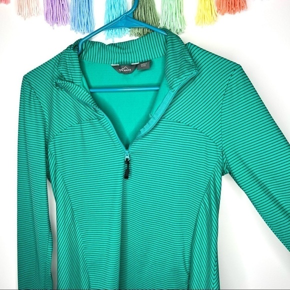 Eddie Bauer Green Stripe Pull On Half Zip Comfy Lounge Jacket Size Small - Picture 5 of 12